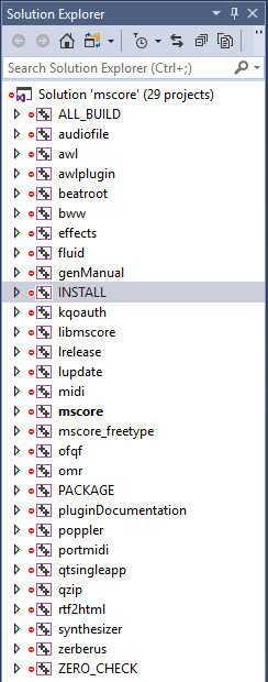 The Visual Studio Solution Explorer window