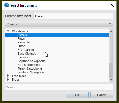 Select instrument change