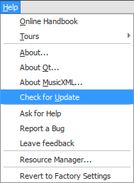 Menu: Help / Check for Update