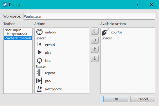 Customize toolbars dialog