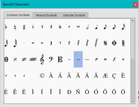 Elision in the Special Symbols palette