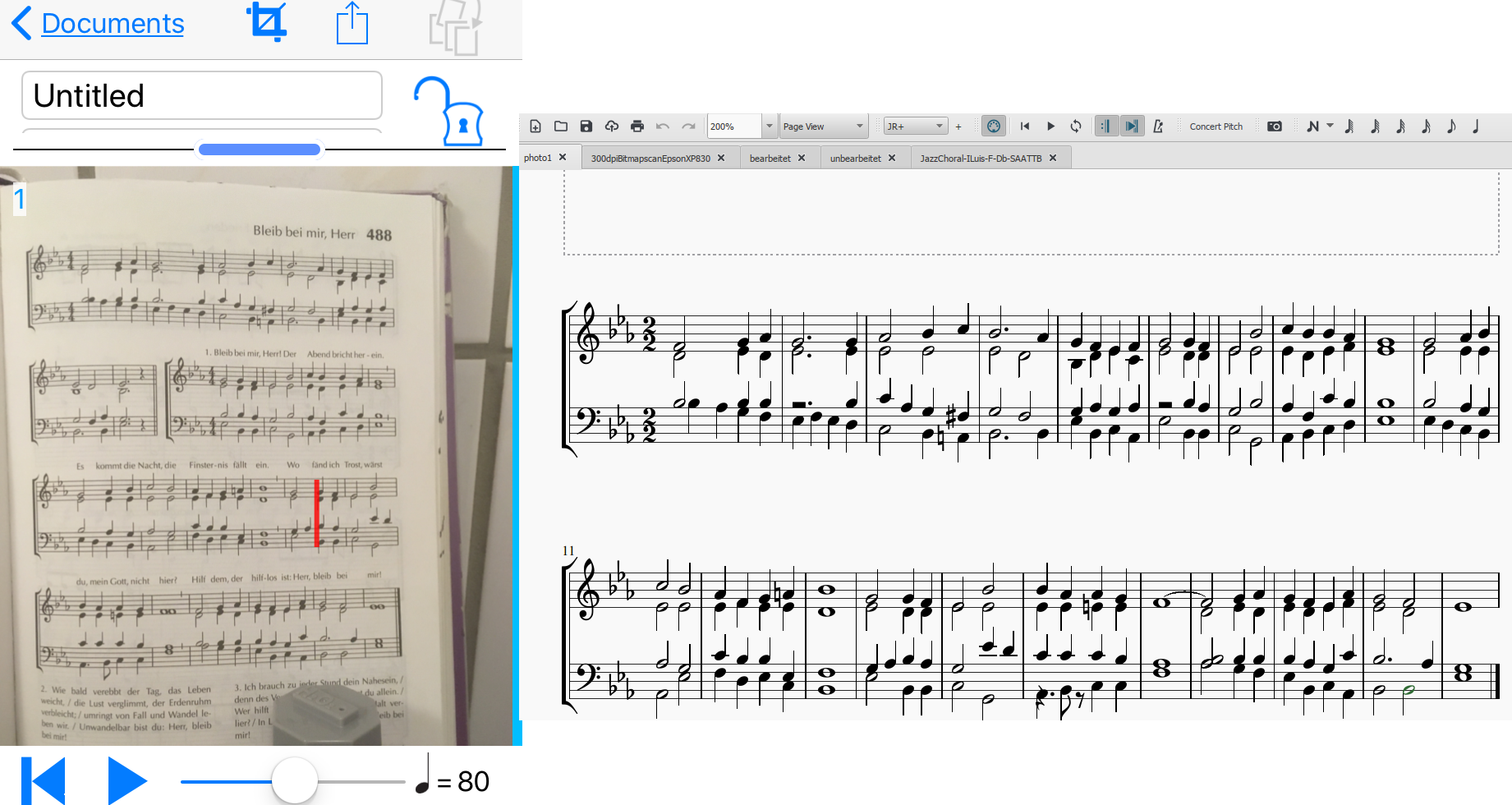 two low-cost apps for scanning sheet music: 'PlayScore 2' & 'Sheet