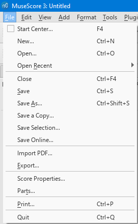 File menu