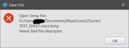 Open Temp File File Location Failed Bad File Descriptor Musescore
