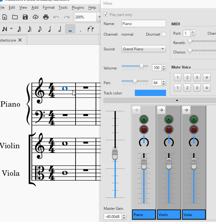 Mixer  MuseScore