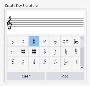 Create key signatures dialog