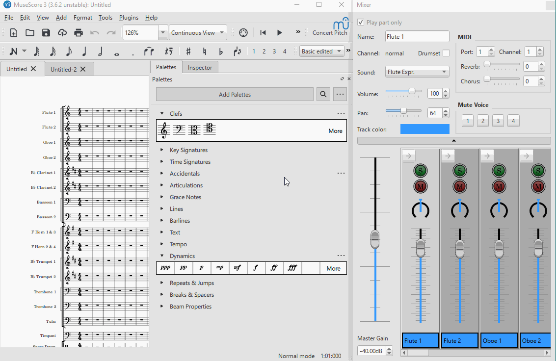 Mixer  MuseScore