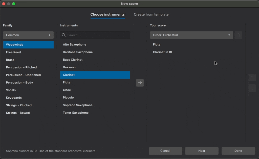 Deleting instruments (animated image)