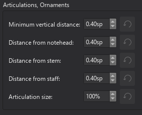Articulations style settings