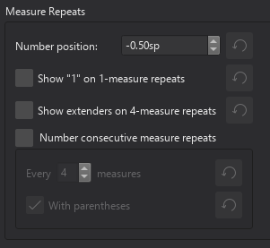 Measure repeats style settings