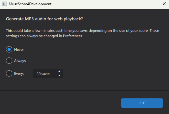 Dialog for Generate MP3