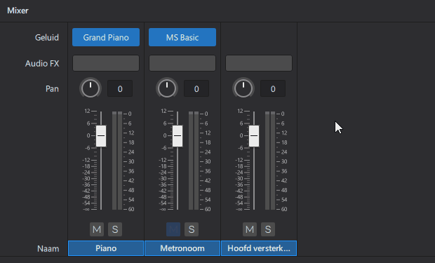 Een SoundFont laden in de mixer (geanimeerde afbeelding)