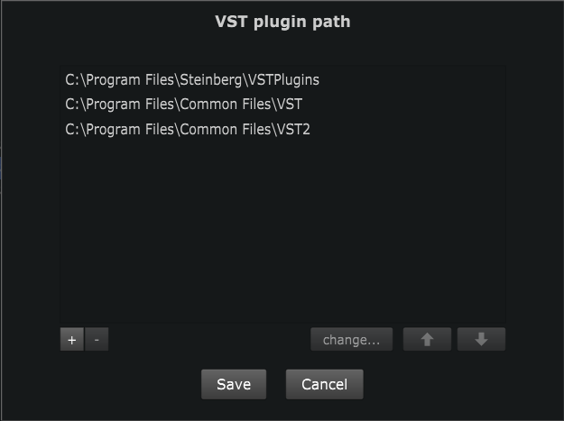Element's VST path selection window