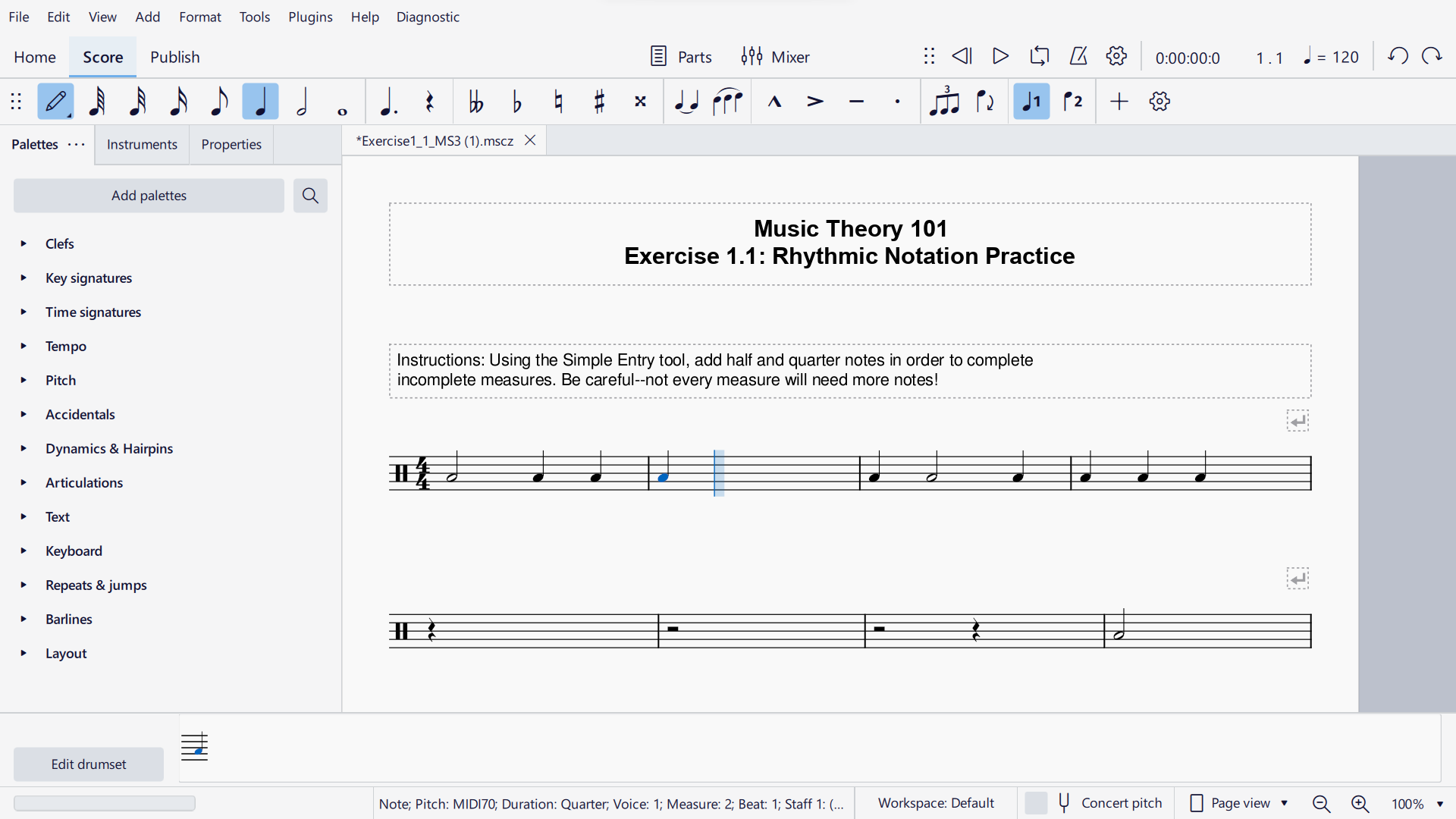 Adding notes to a staff | MuseScore