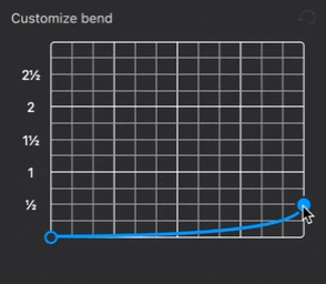 Changing the playback speed of the bend curve in Properties (animated image)