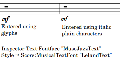MuseJazzText vs. Leland Text