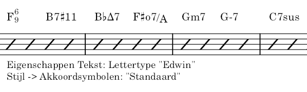 Akkoordsymbolen, lettertype: Edwin, stijl: Standaard