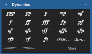 Dynamics palette