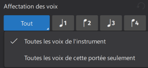 Options d'affectation des voix pour un instrument à portées multiples