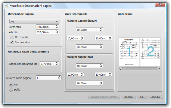 Layout / Page Settings dialog