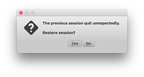 Restore session dialog