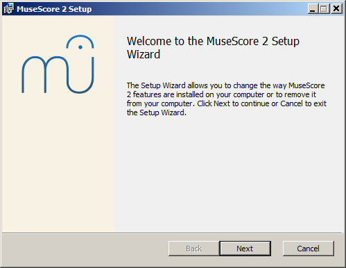 Welcome to the MuseScore 2 Setup Wizard