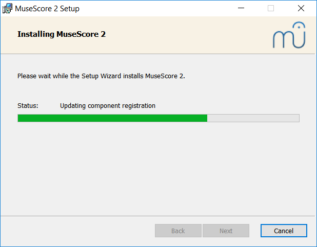 Asennetaan MuseScore 2, edistyminen