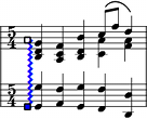 Arpeggio spanning two staves