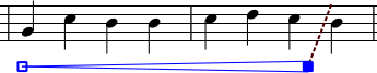 Crescendo anchor extends to the next note