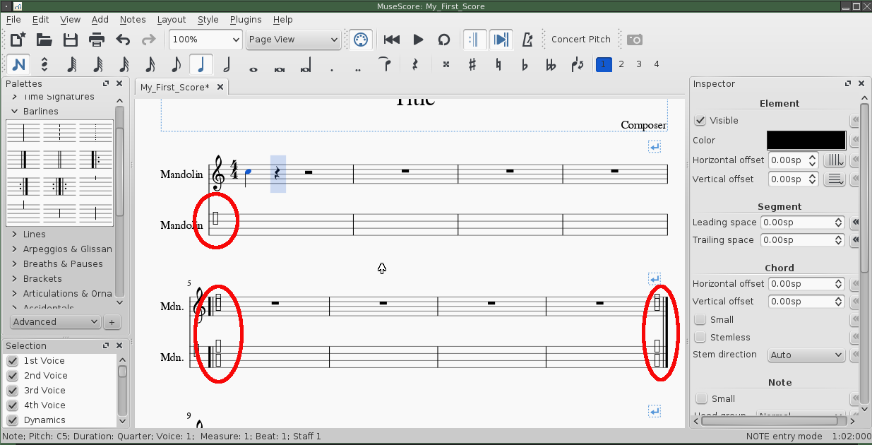 Symbols in score - linux daily build | MuseScore