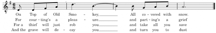Lyrics example, Multiple verses