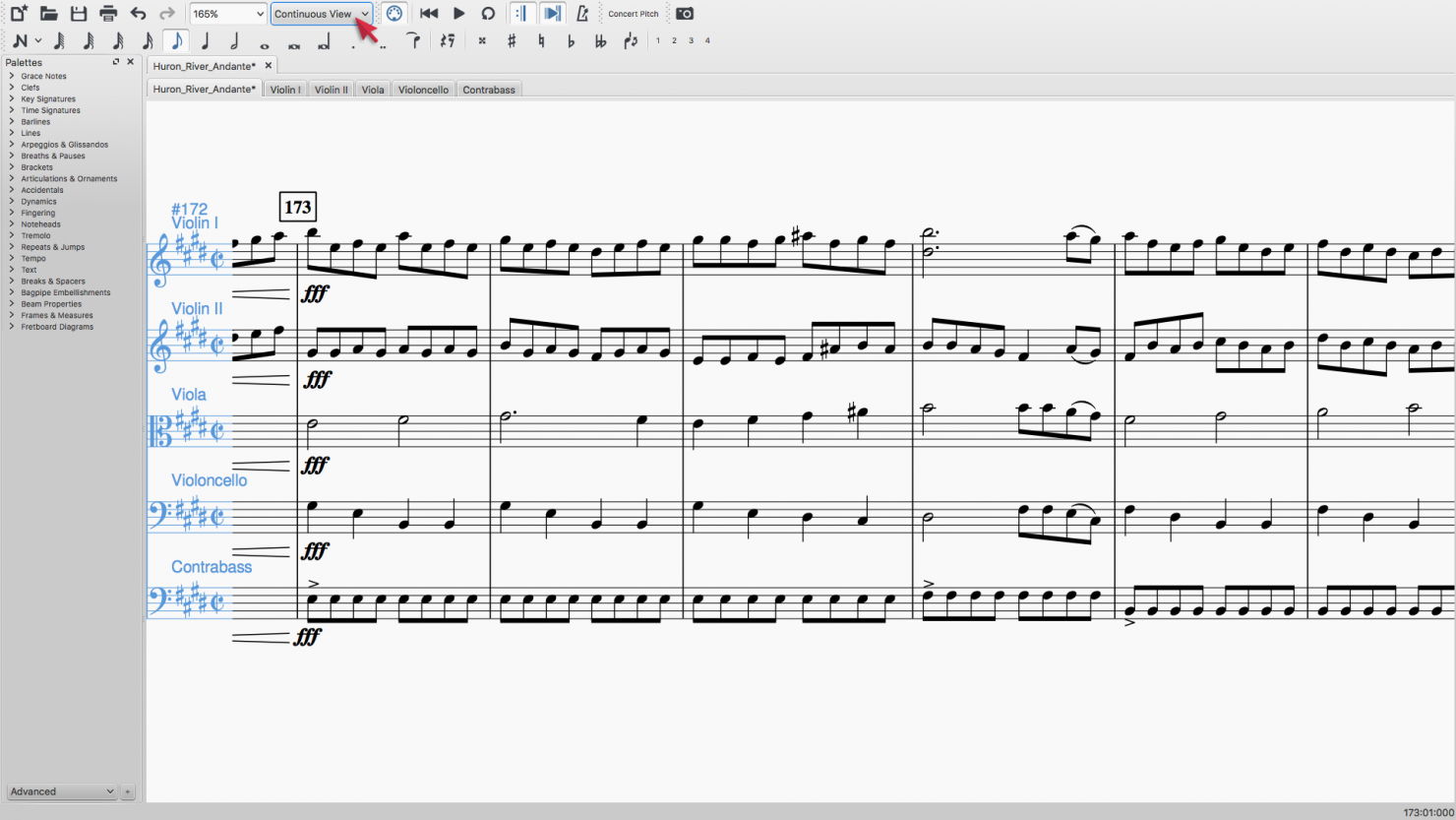 Continuous View (panoramic scrolling) in MuseScore