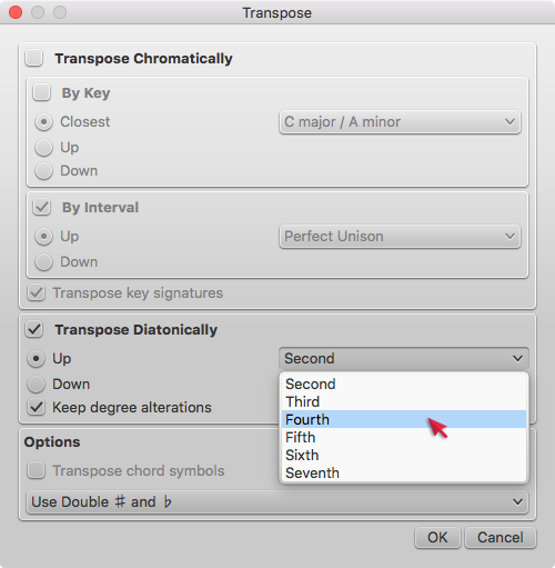 MuseScore transposition dialog