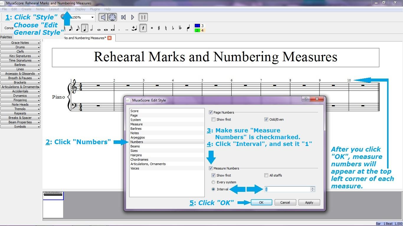 How To Have A Score, Or Part, With Every Measure Numbered And Rehearsal ...