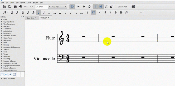 delete measures in musescore