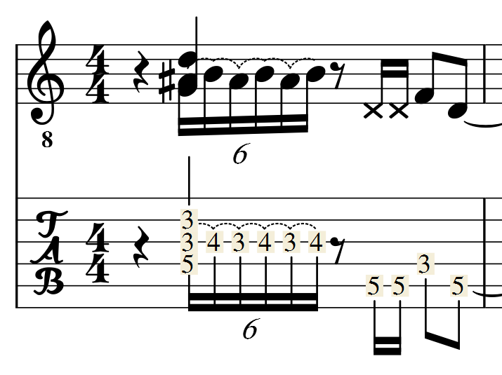 Overlapping multi-voice tablature with stems | MuseScore