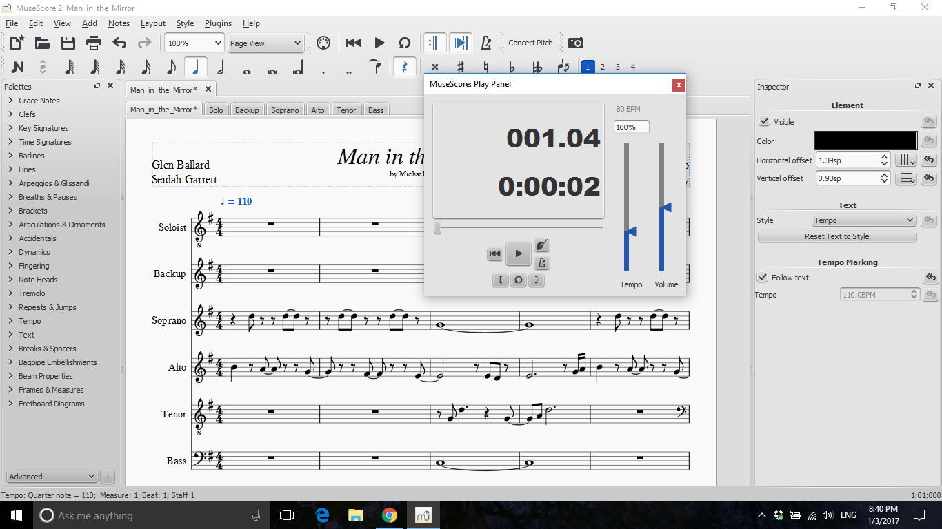 change tempo in melody assistant