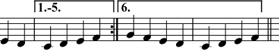 Sample first-through-fifth ending followed by sixth ending